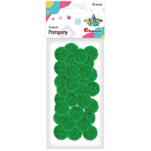 Pompony kreatywne Titanum 2.5cm Zielone, 50szt